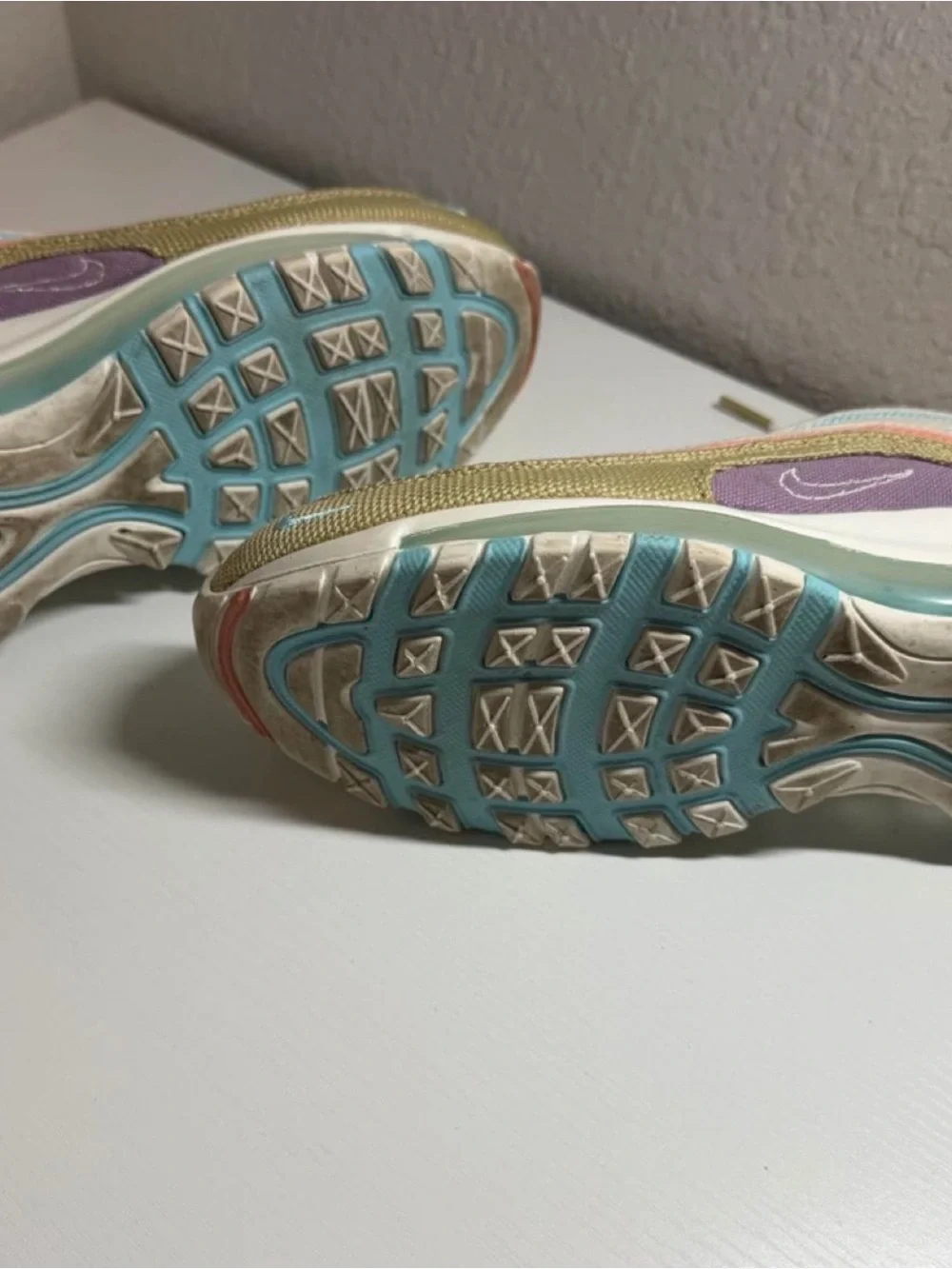 Nike pastel wave sneakers in aqua, pink, cream and olive
